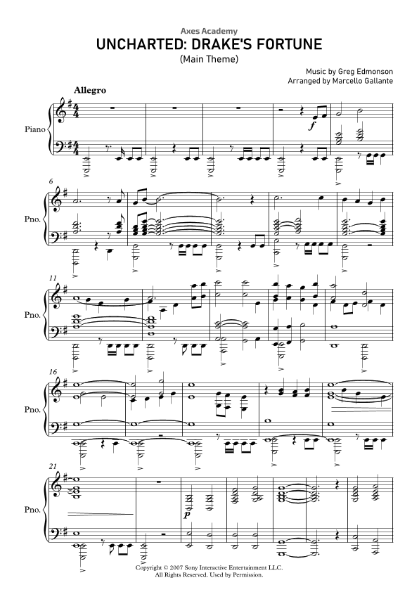 Uncharted: Nate's Theme (arr. Marcello Gallante)