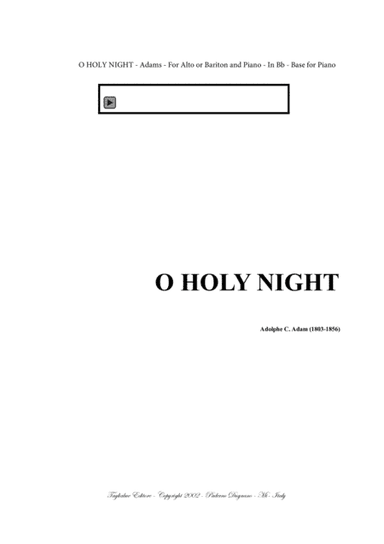 O HOLY NIGHT - Adam - For Alto (or Bariton) and Piano - In Bb (arr. Renato Tagliabue)
