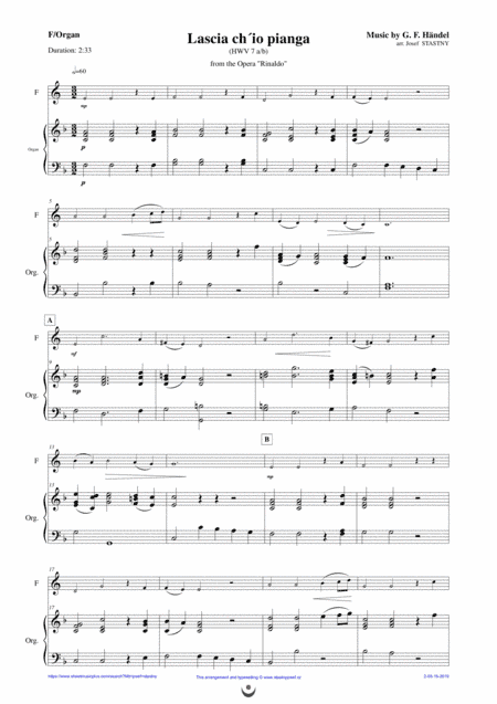 Lascia ch´io pianga (Handel) (arr. Josef STASTNY)