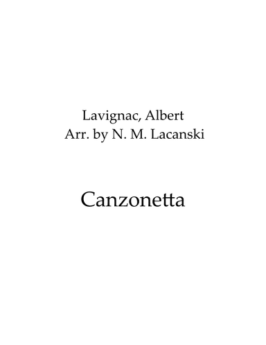 Canzonetta (arr. Nick M Lacanski)