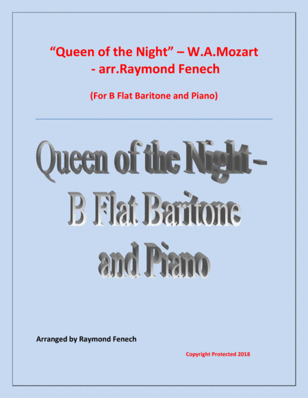 Queen of the Night - From the Magic Flute - B Flat Baritone and Piano (arr. Raymond Fenech)
