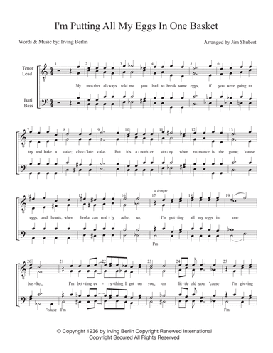I'm Putting All My Eggs In One Basket (arr. Jim Shubert)