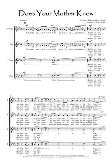 Does Your Mother Know (arr. Erni Miklic)