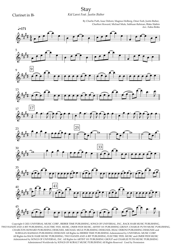 Stay (arr. Fabio Britto)