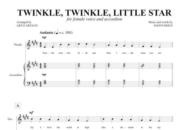 Twinkle Twinkle Little Star (arr. Art.o Artaud)
