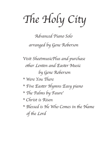 The Holy City  Advanced Piano Solo (arr. Gene Roberson)