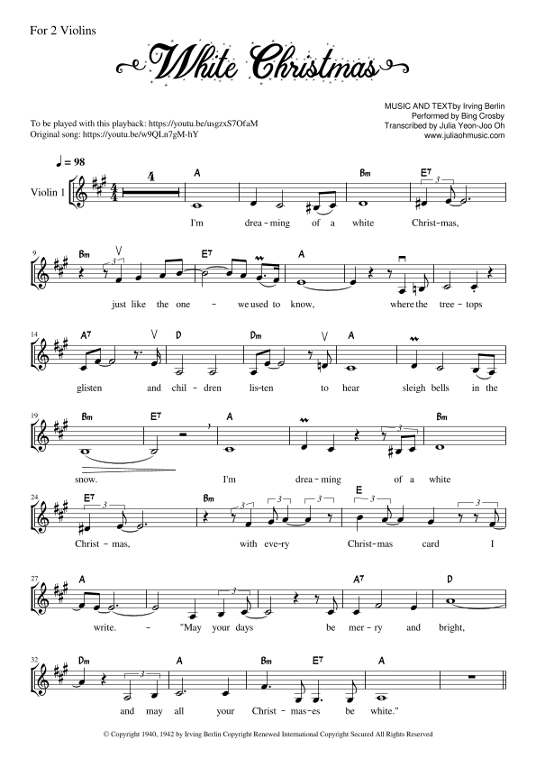 White Christmas (arr. JULIA OH MUSIC | Julia Yeon-Joo Oh)