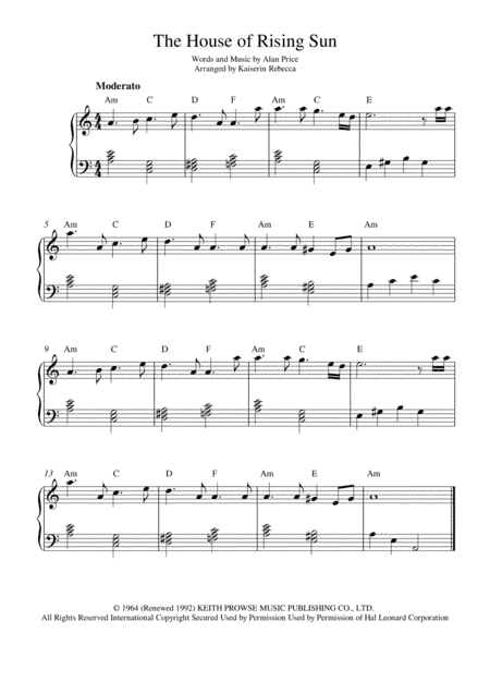 The House Of The Rising Sun (arr. Kaiserin Rebecca)