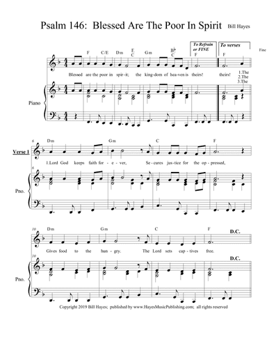 Psalm 146:  Blessed are the poor in spirit - piano/vocal