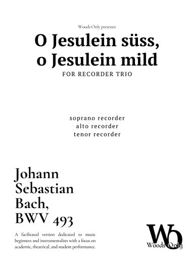 O Jesulein süss by Bach for Recorder Trio (arr. Ander)