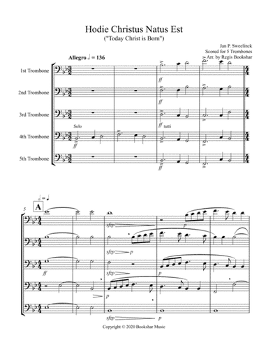 Hodie Christus Natus Est (Trombone Quintet) (arr. Regis Bookshar)