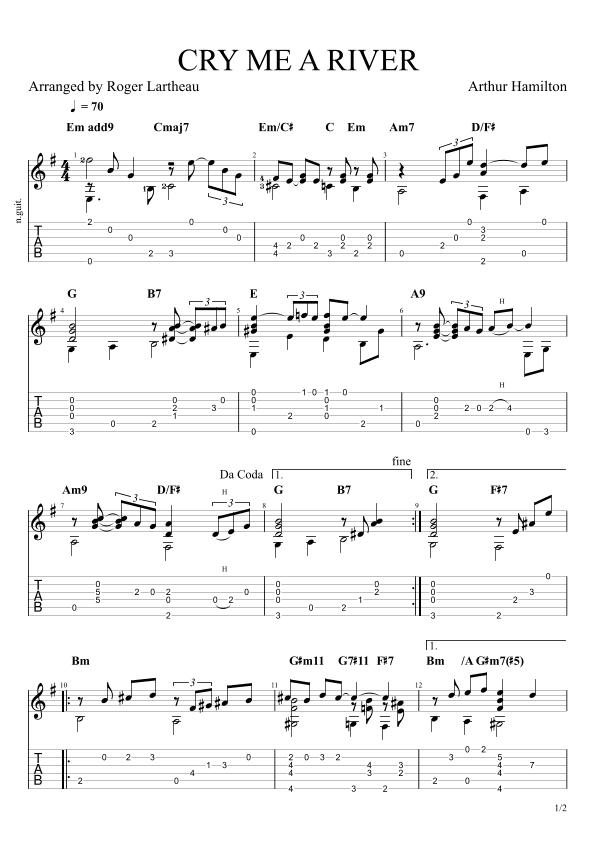 Cry Me A River (arr. Roger Lartheau)