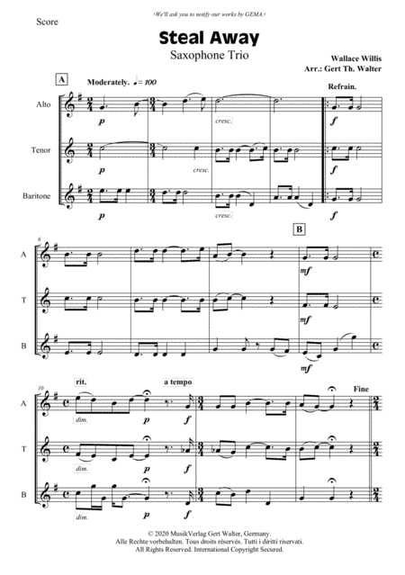 Steal Away (arr. Gert Th. Walter)