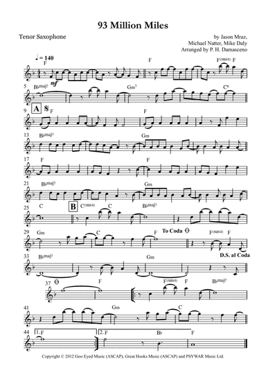 93 Million Miles (arr. P.H. Damasceno)