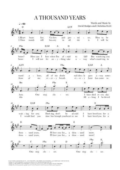 A Thousand Years (arr. Cadenza Editions)
