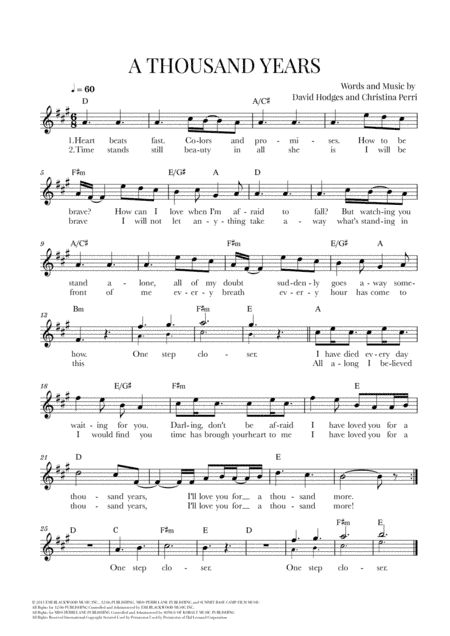 A Thousand Years (arr. Cadenza Editions)