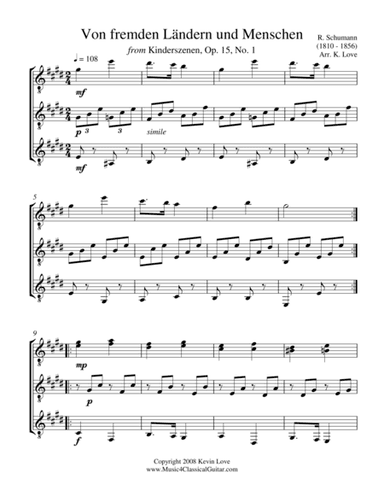 Von fremden Landern und Menschen (Guitar Trio) - Score and Parts (arr. Kevin Love)