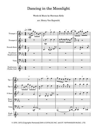 Dancin' In The Moonlight (arr. Henry Von Ruprecht)
