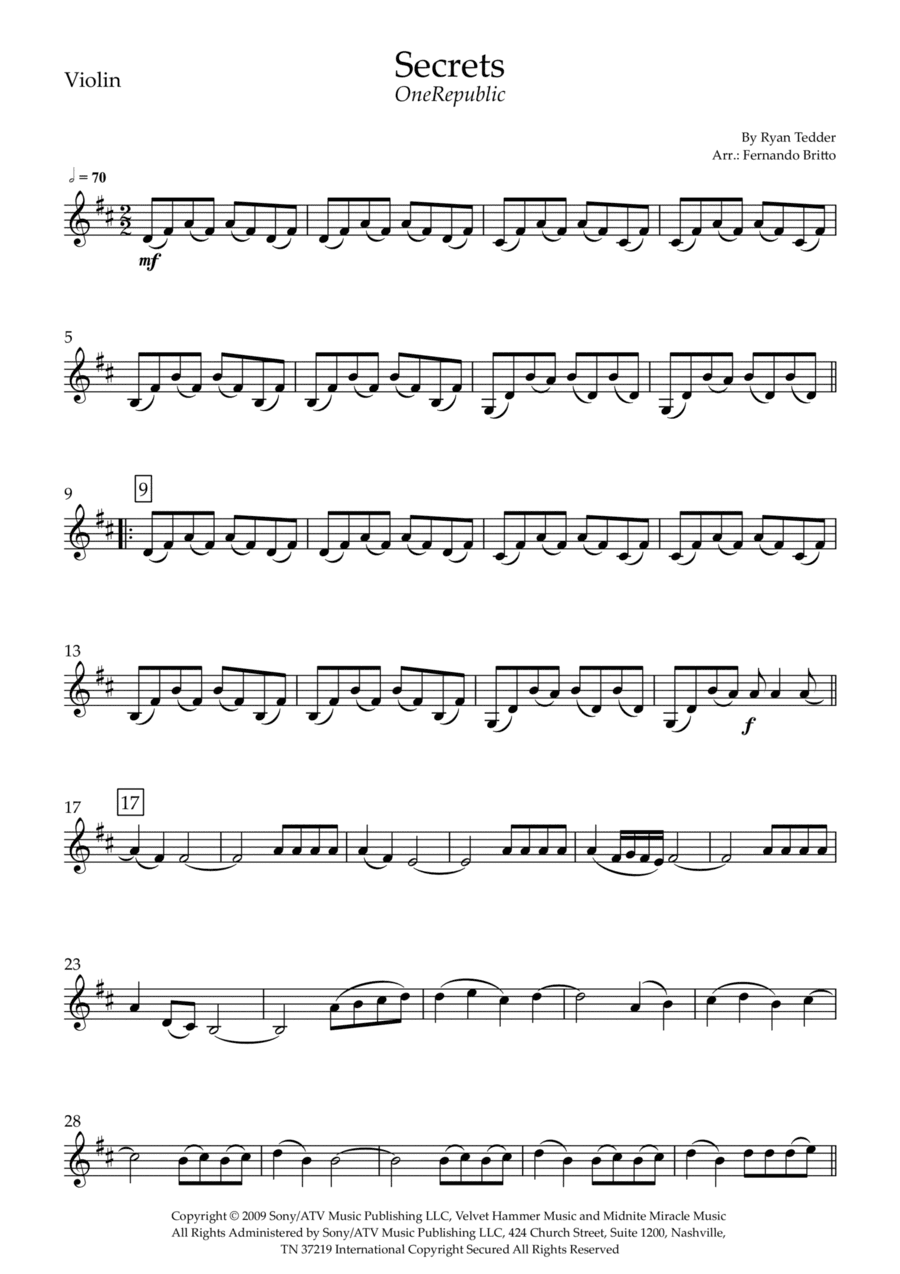 Secrets (arr. Fernando Britto)