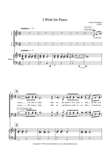 I Wish For Peace  (SATB choir & piano)