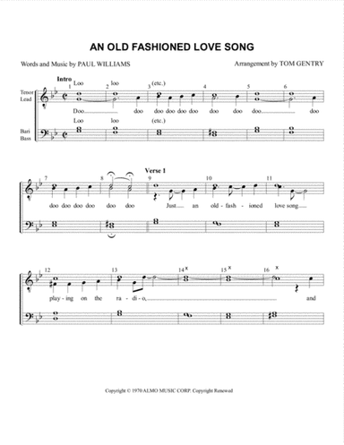 An Old Fashioned Love Song (arr. Tom Gentry)