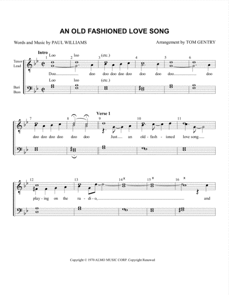 An Old Fashioned Love Song (arr. Tom Gentry)