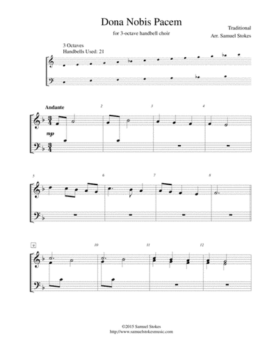 Dona Nobis Pacem (Give Us Peace) - for 3-octave handbell choir (arr. Samuel Stokes)