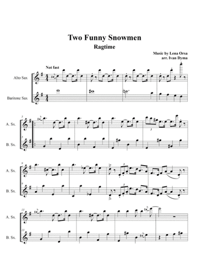Two Funny Snowmen Ragtime for two saxophones