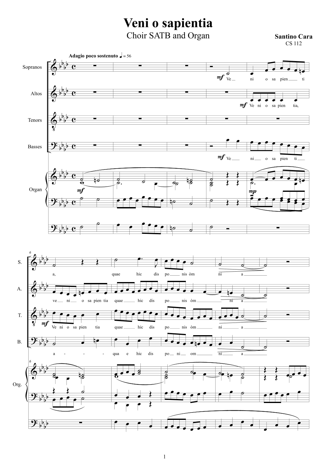 Veni o sapientia - Choir SATB and organ