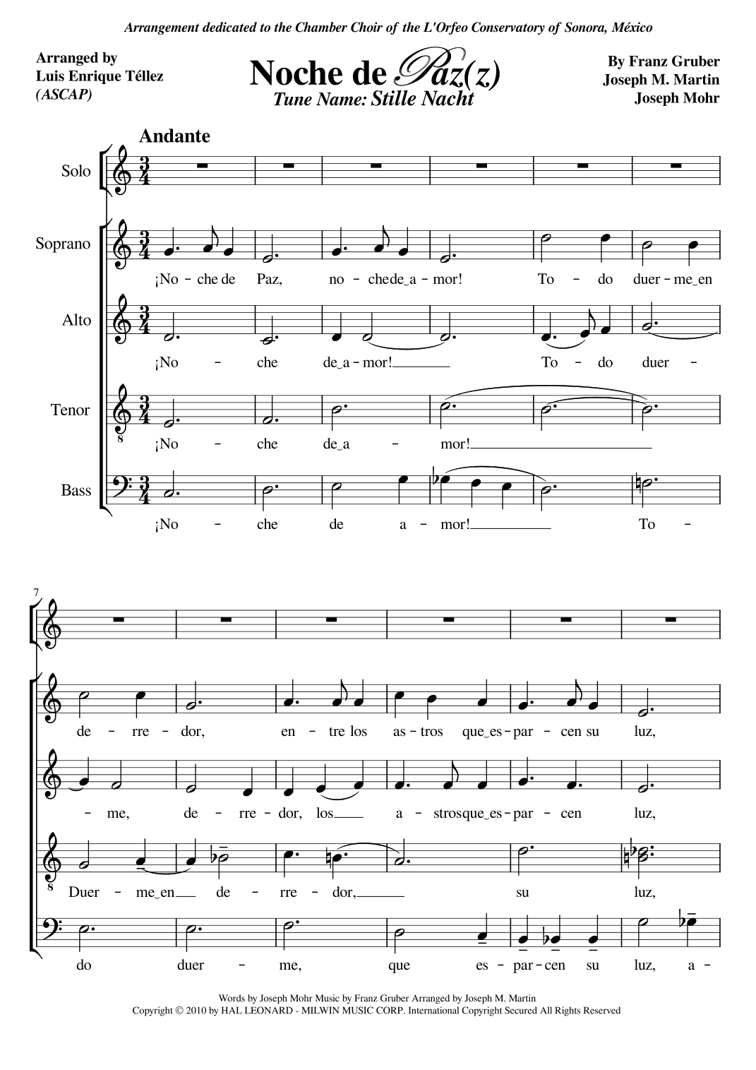 Noche de Paz(z) (Silent Night) (arr. Luis Enrique Téllez)