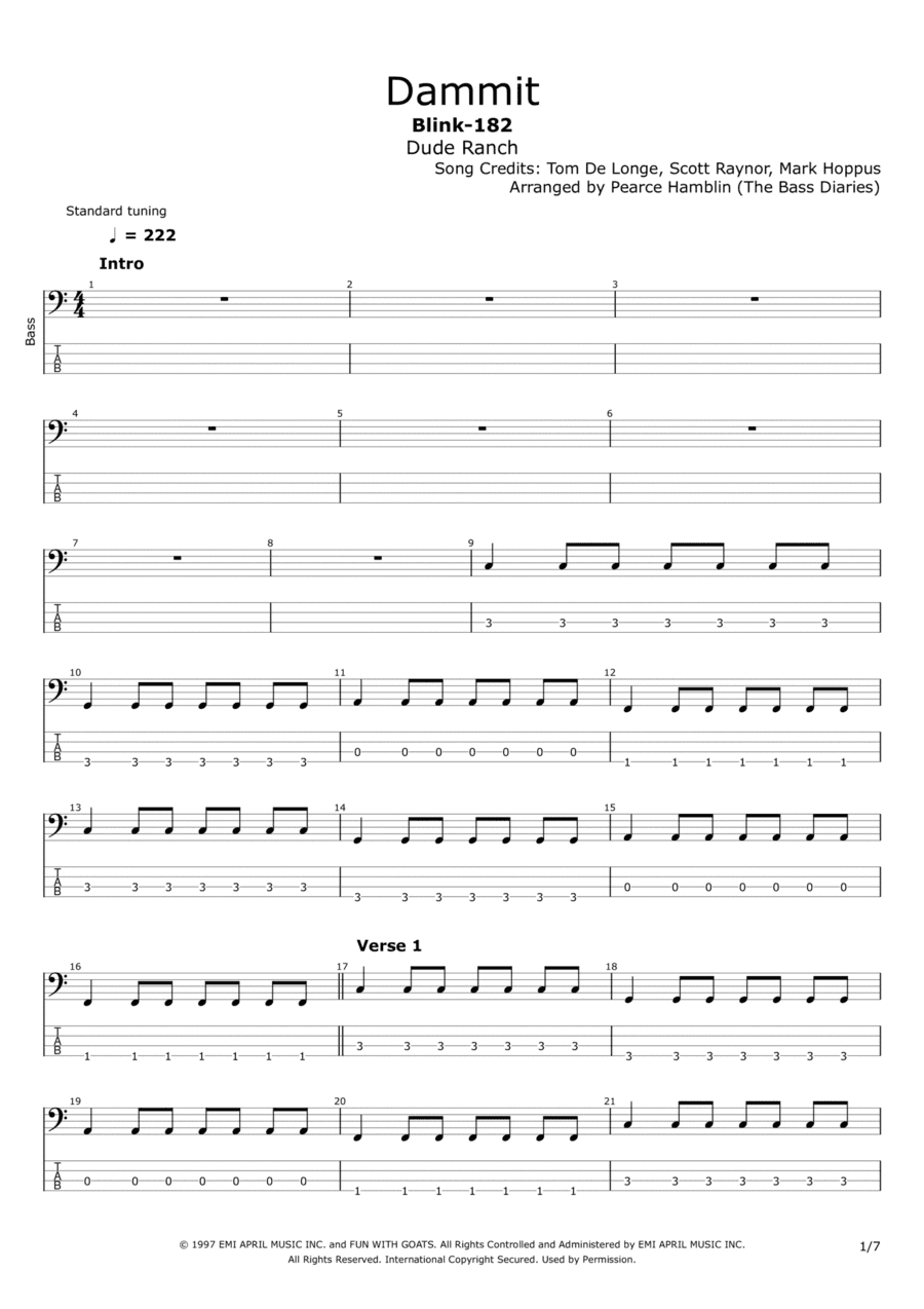 Dammit (arr. The Bass Diaries)