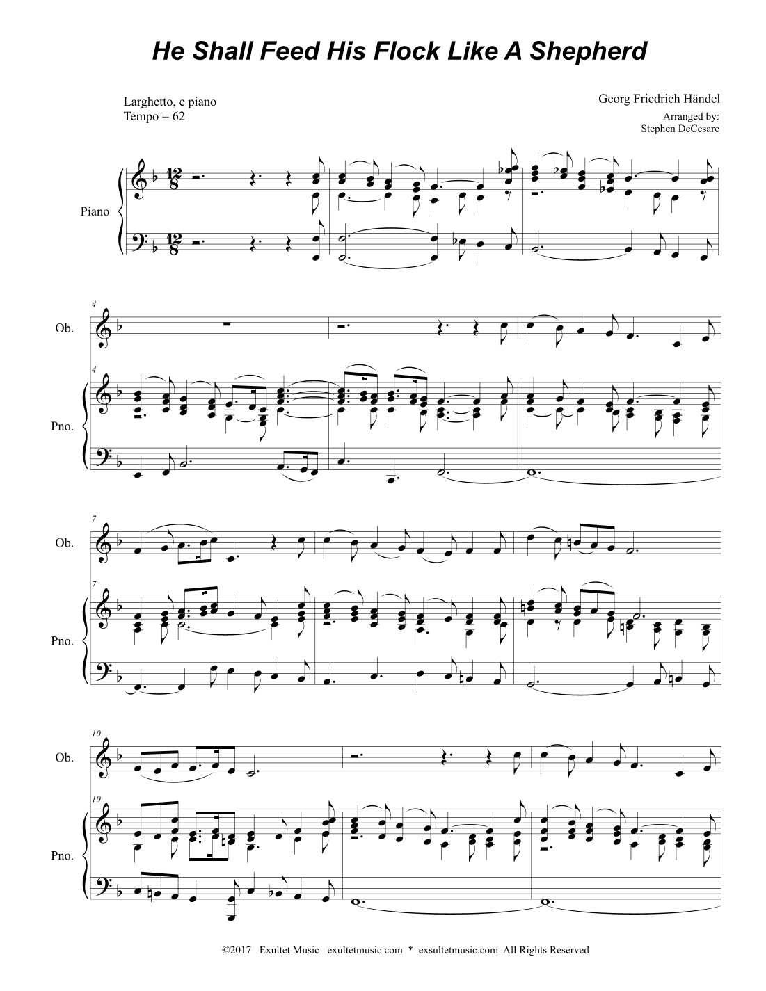 He Shall Feed His Flock Like A Shepherd (Duet for Flute and Oboe) (arr. Stephen DeCesare)
