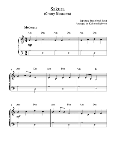 Sakura (easy piano version with chords) (arr. Kaiserin Rebecca)