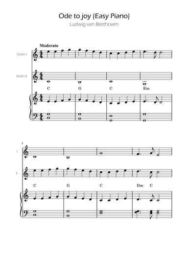Ode To Joy - Easy Volin Duet w/ piano accompaniment (arr. Ygor Nunes)