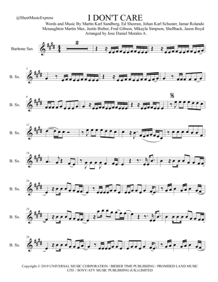 I Don't Care (arr. Jose Daniel Morales A.)