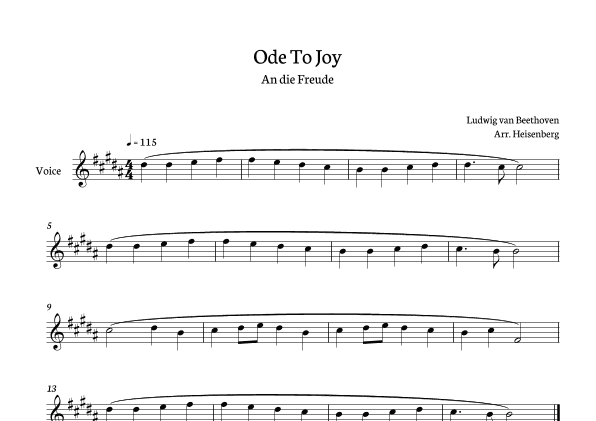 Beethoven - Ode To Joy for voice in B (Lyrics in English) (arr. Heisenberg)