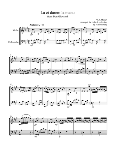 Two Mozart Arias arr. for vln. & cello duet (arr. Marion Maby)