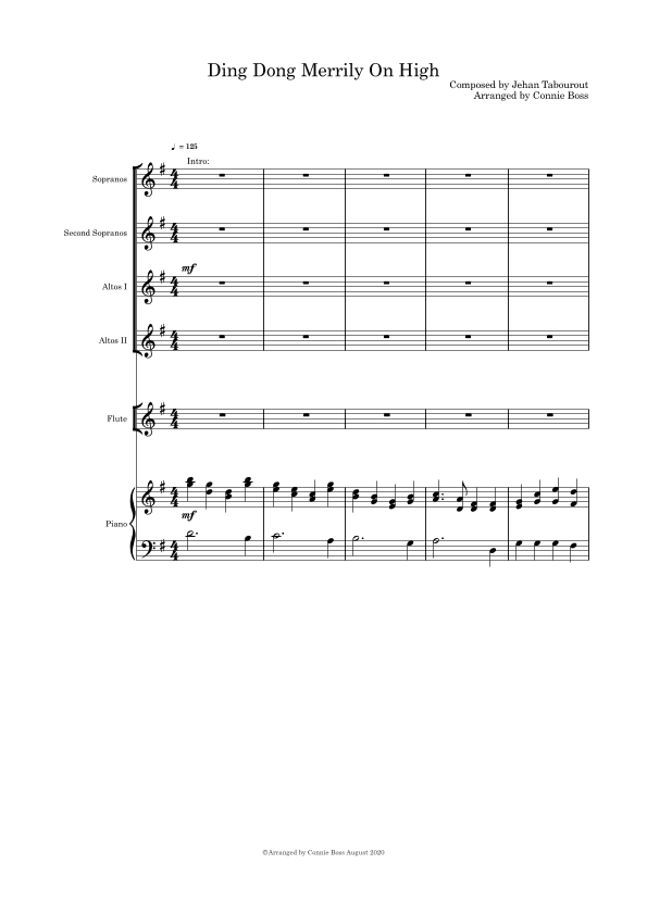 Ding Dong Merrily on High - SSAA, flute and piano (arr. Connie Boss)