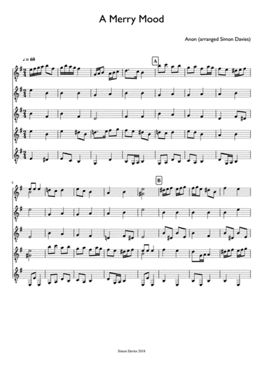 A Merry Mood - Anon. (arranged for beginner/intermediate guitar ensemble) (arr. Simon Davies)