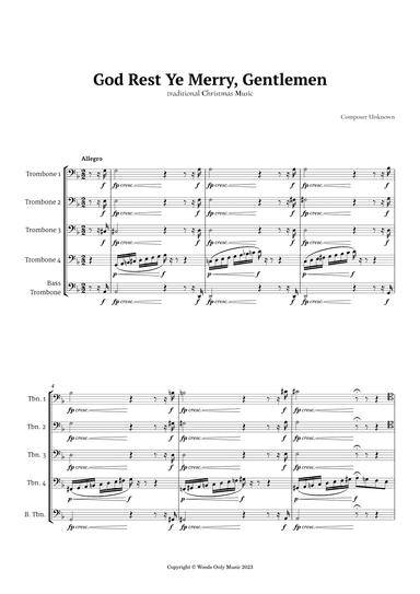 God Rest Ye Merry Gentlemen for Trombone Quintet (arr. Ander)