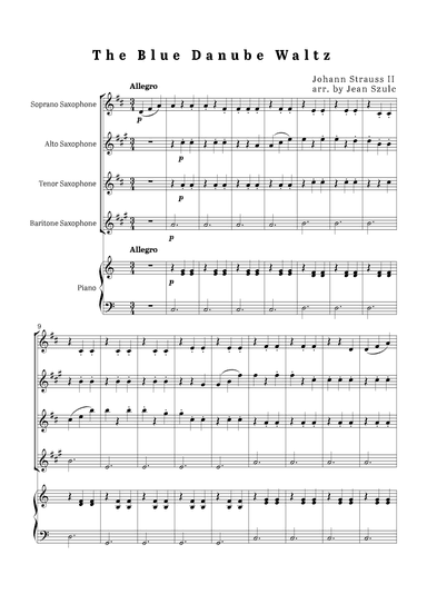 The Blue Danube Waltz - SaxophoneQuartet and Piano (arr. Jean Szulc)