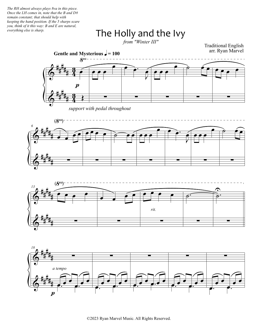 The Holly and the Ivy (arr. Ryan Marvel)