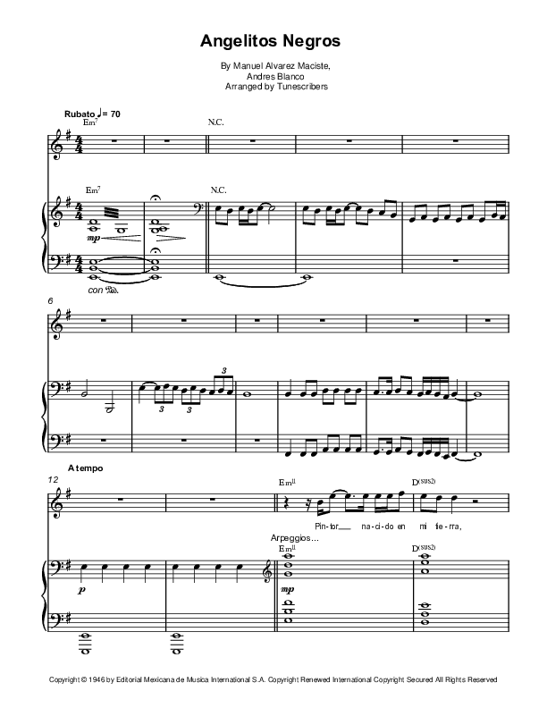 Angelitos Negros (arr. Tunescribers)