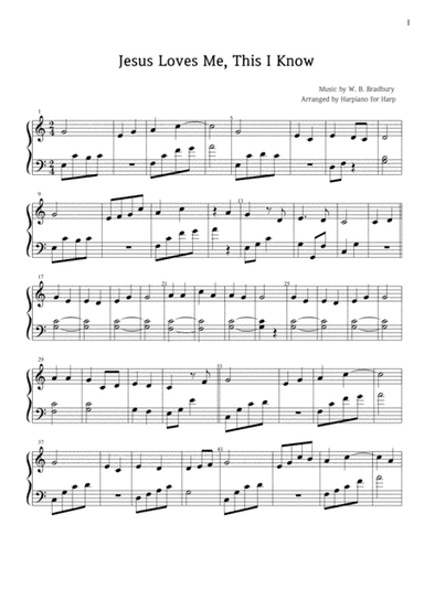 Jesus Loves Me, This I Know - easy harp (arr. Harpiano)
