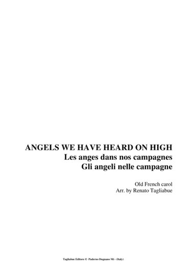 ANGELS WE HAVE HEARD ON HIGH - For SATB Choir, (Trumpet in Bb ad lib.) and Organ (arr. Renato Tagliabue)