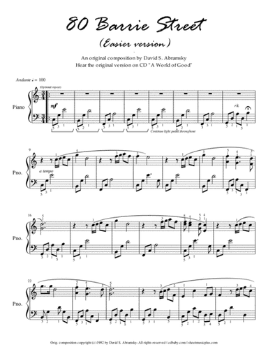 80 Barrie Street - Solo Piano (Easier version)