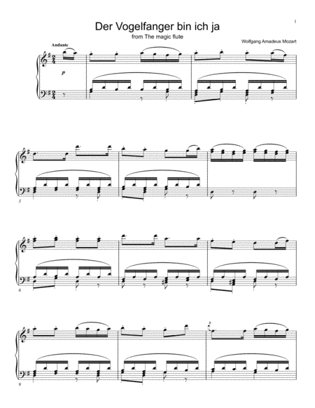 Der Vogelfänger bin ich ja (arr. Music Merchant)