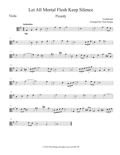Let All Mortal Flesh Keep Silence (String Trio) Viola part (arr. Nick Raspa)
