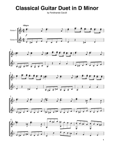 Classical Guitar Duet in D Minor (arr. Ferdinando Carulli)
