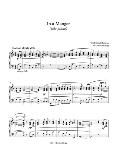 In a Manger (solo piano) (arr. Jordan Grigg)